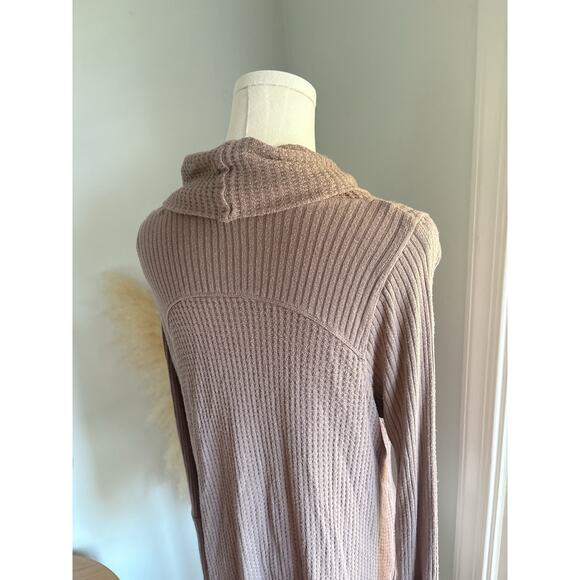Free People Kristina Drippy Thermal Cowl Neck Top Mushroom Small - Picture 7 of 9